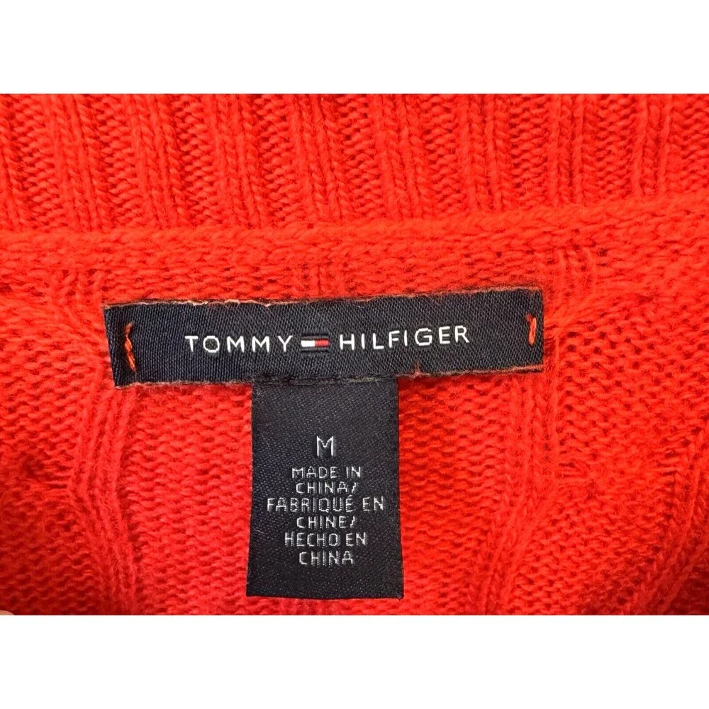 Tommy Hilfiger M Red‎ Cable Knit Viscose Blend Sweater - Picture 7 of 10